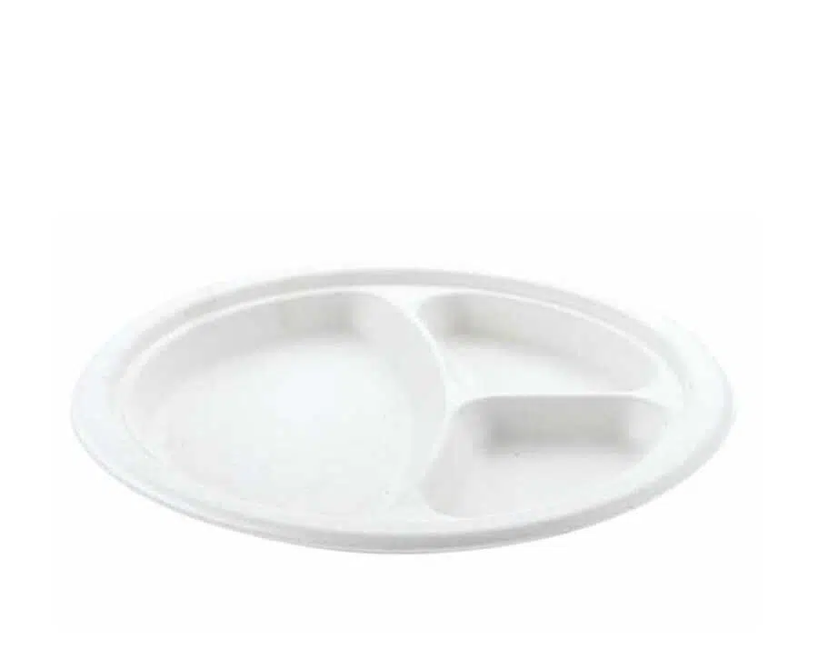 3 Bölmeli Ekolojik Karton Tabak 26 cm - 25 Adet