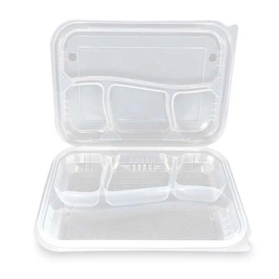 4 Bölmeli Kapaklı Kebap Kabı - 25 Adet