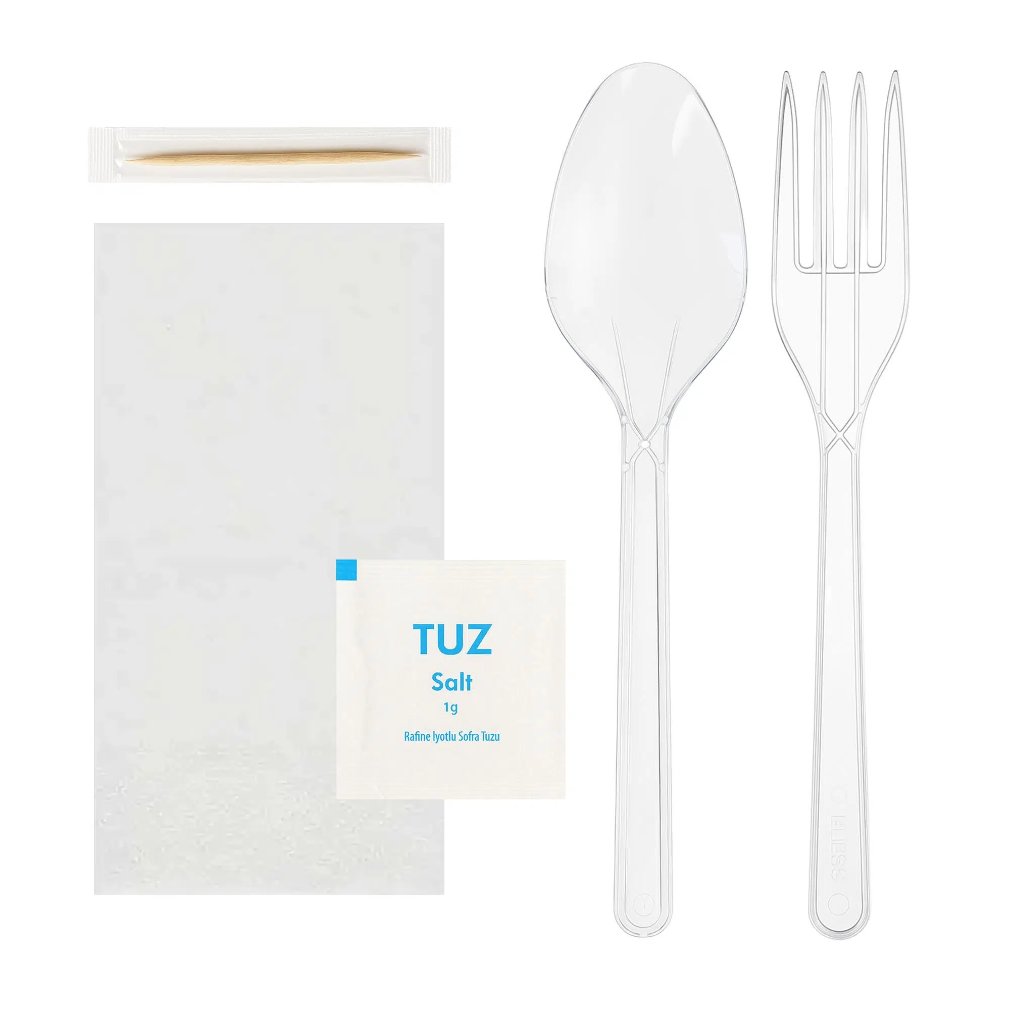 5li Lüks Yemek Seti Şeffaf (YMKSET-02-SEFFAF) - 50 Adet