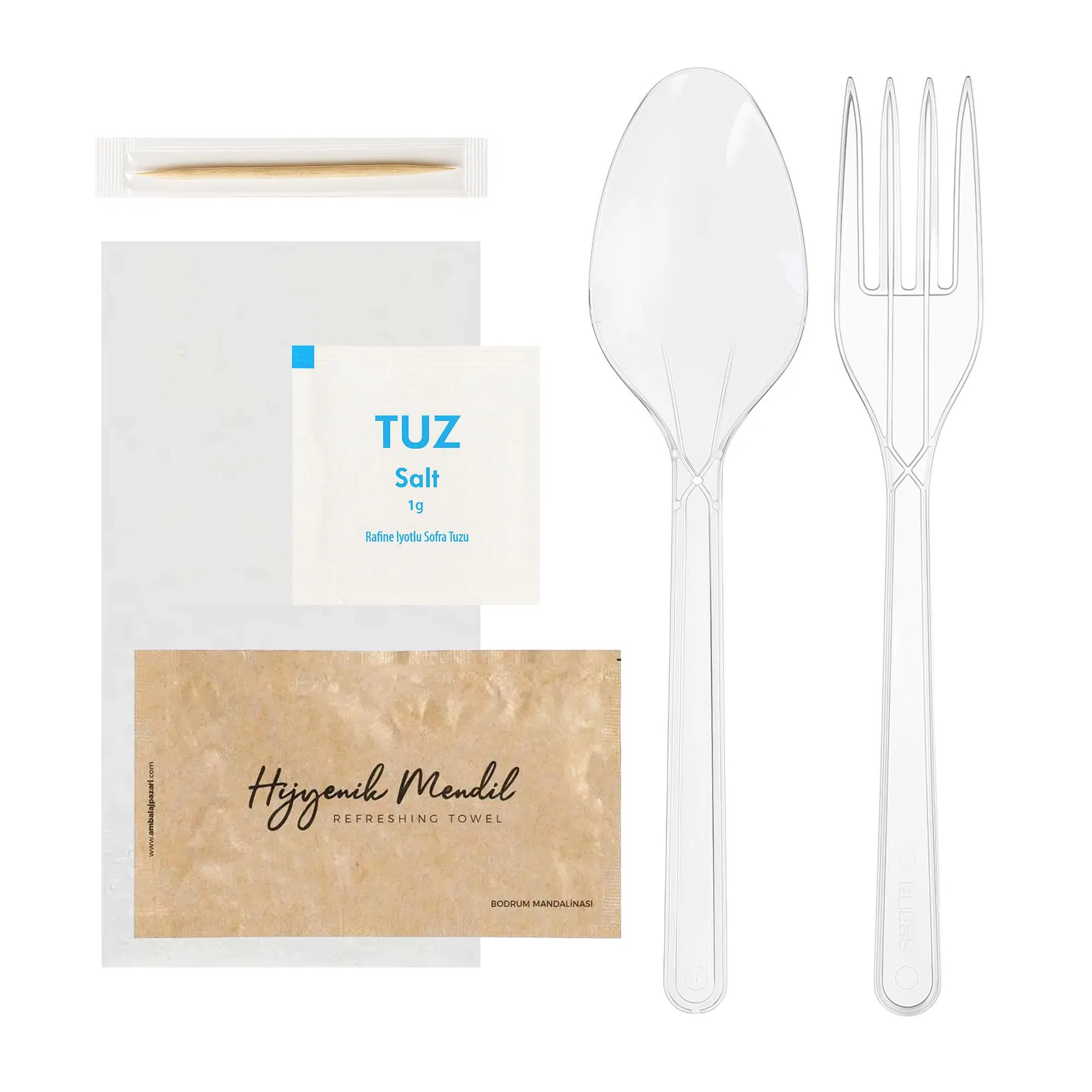 6lı Lüks Yemek Seti Şeffaf (YMKSET-04) - 50 Adet