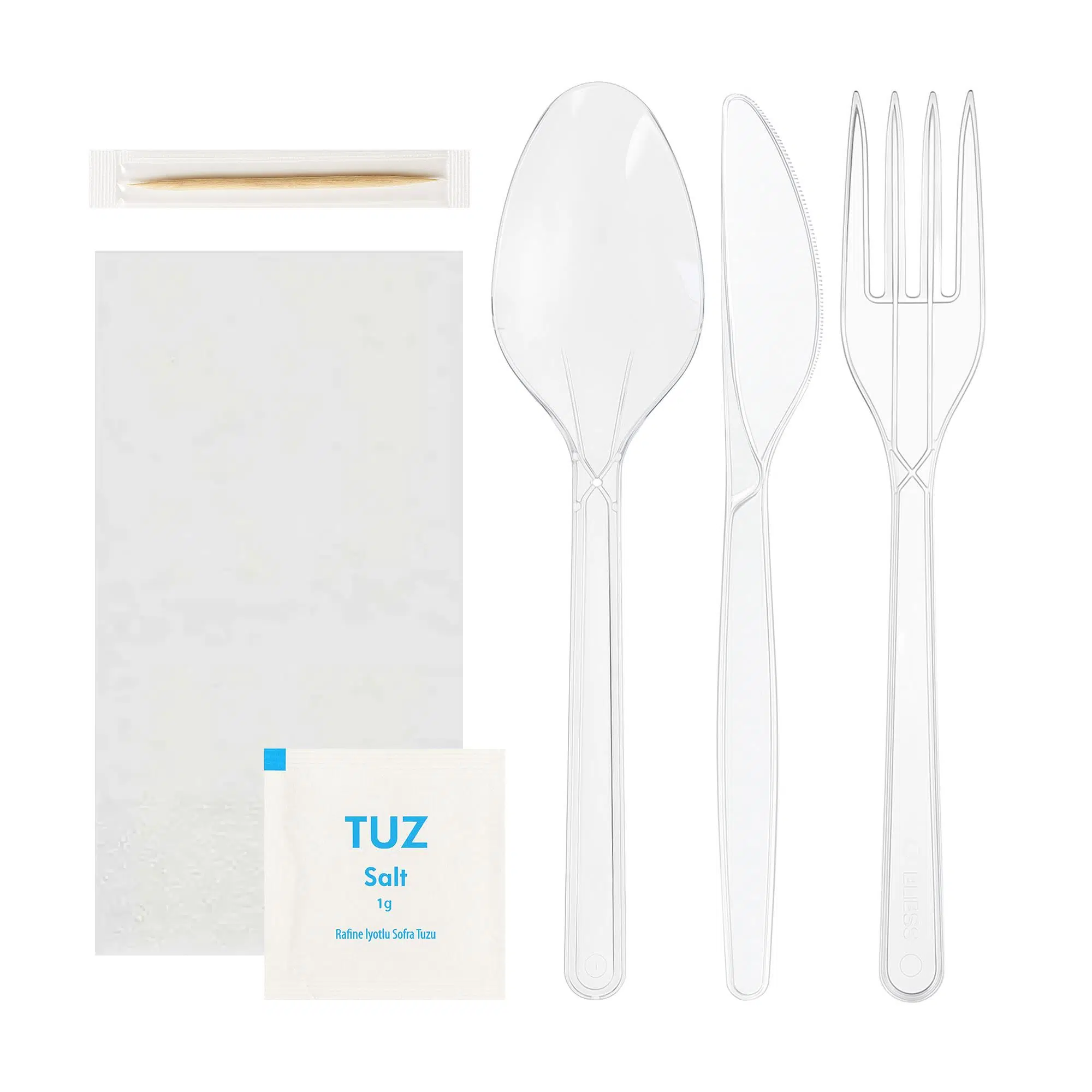 6lı Lüks Yemek Seti Şeffaf (YMKSET-05) - 50 Adet