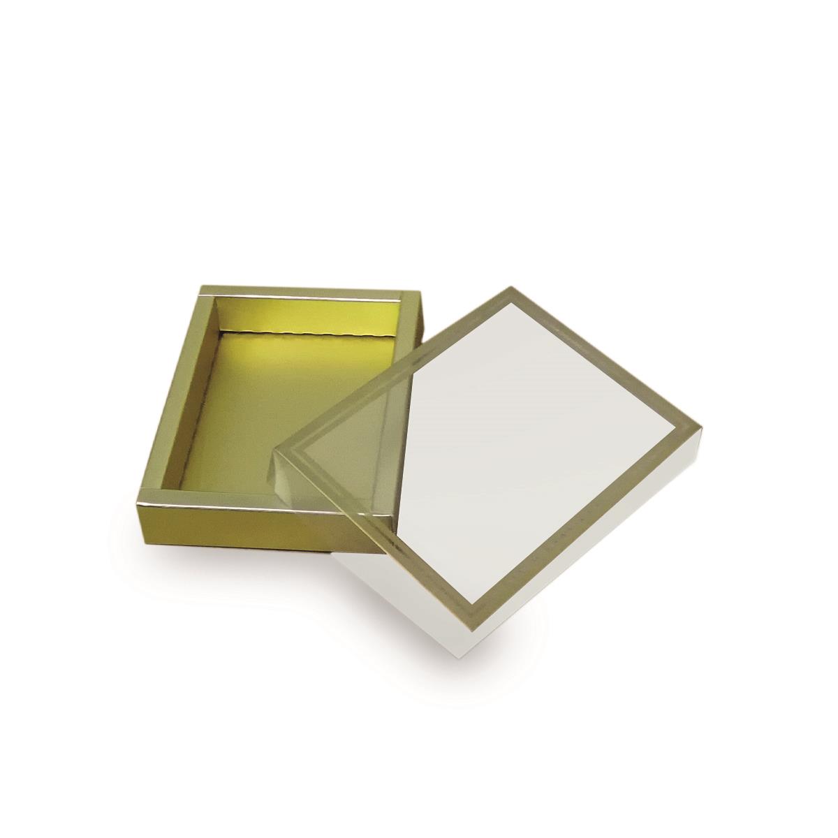 Asetat Kapaklı Gold Kutu 11x15x2,5 cm - 20 Adet