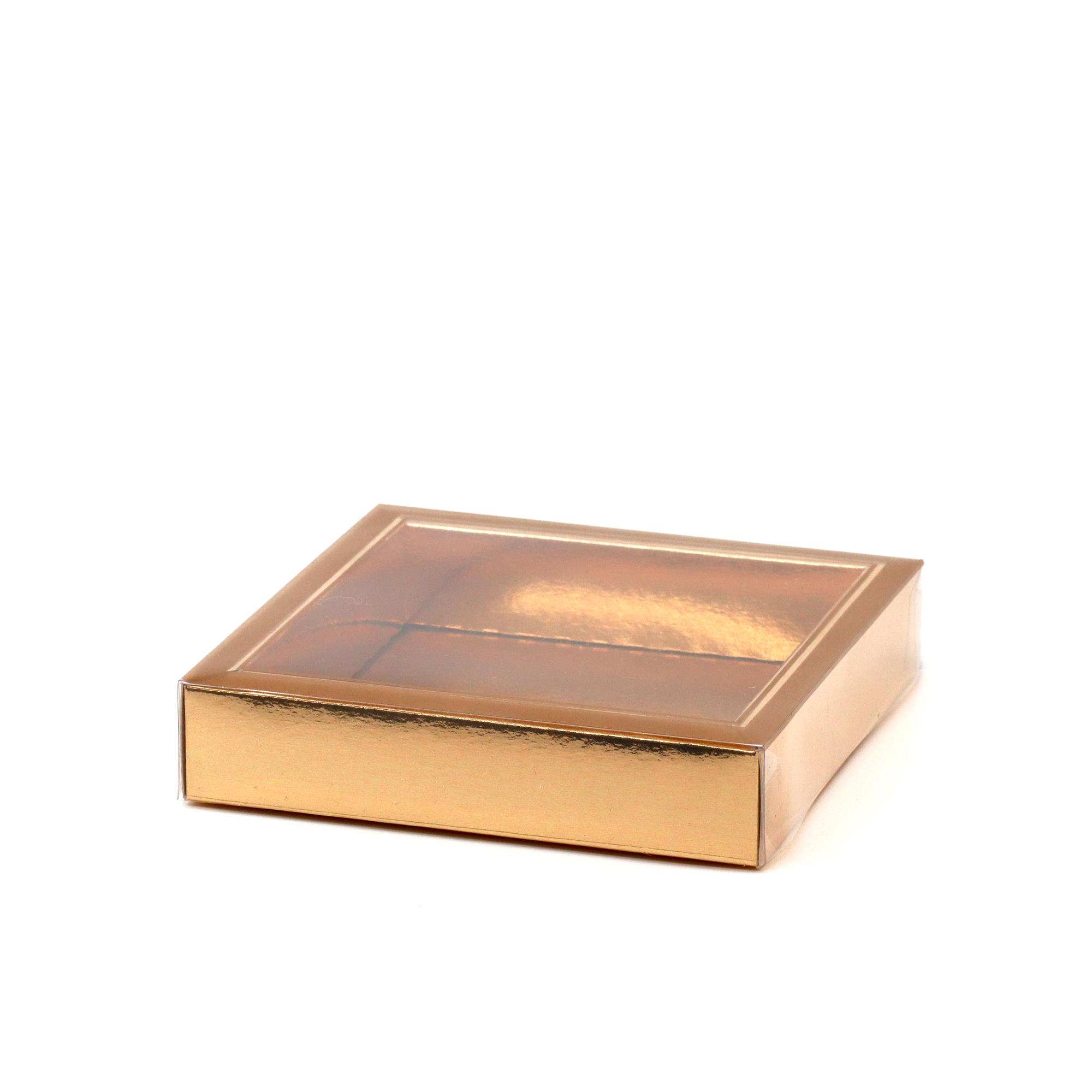 Asetat Kapaklı Gold Kutu 15x15x3 cm - 20 Adet