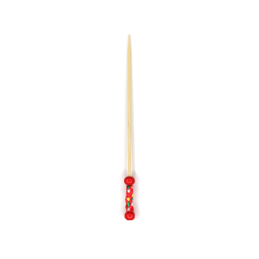 Bambu Dekoratif Kırmızı Örgülü Kürdan 12 cm - 50 Adet