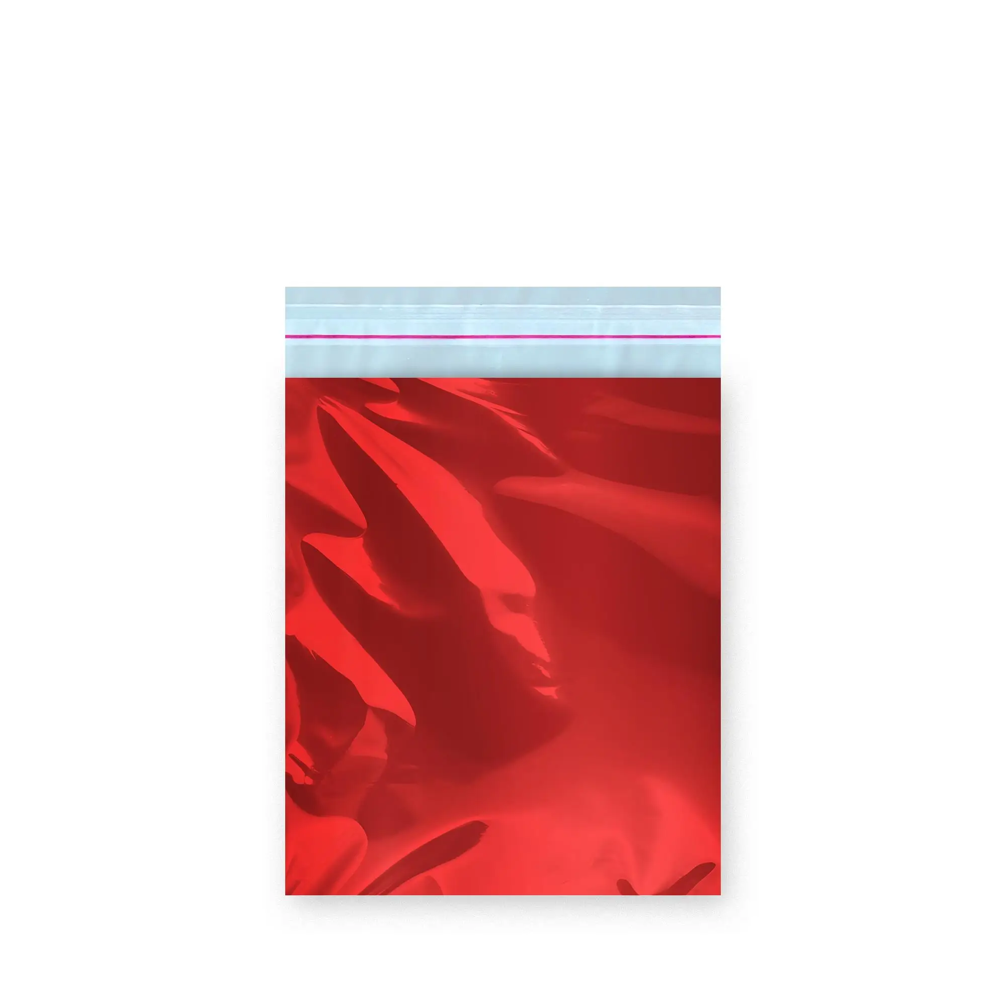 Bantlı Metalize Hediye Paketi Kırmızı 12x17 cm - 100 Adet
