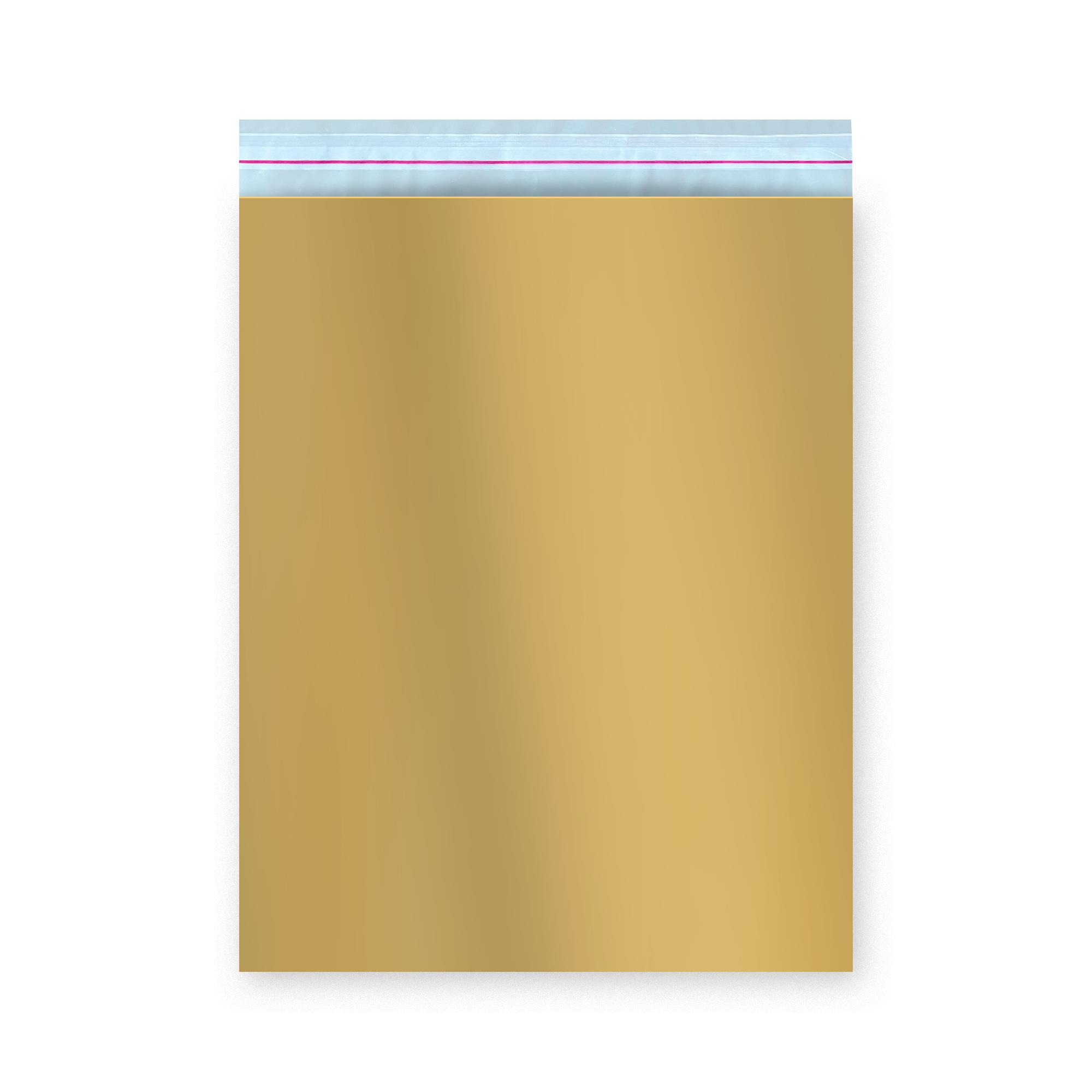 Bantlı Metalize Lüks Hediye Paketi Gold 35x50 cm - 50 Adet