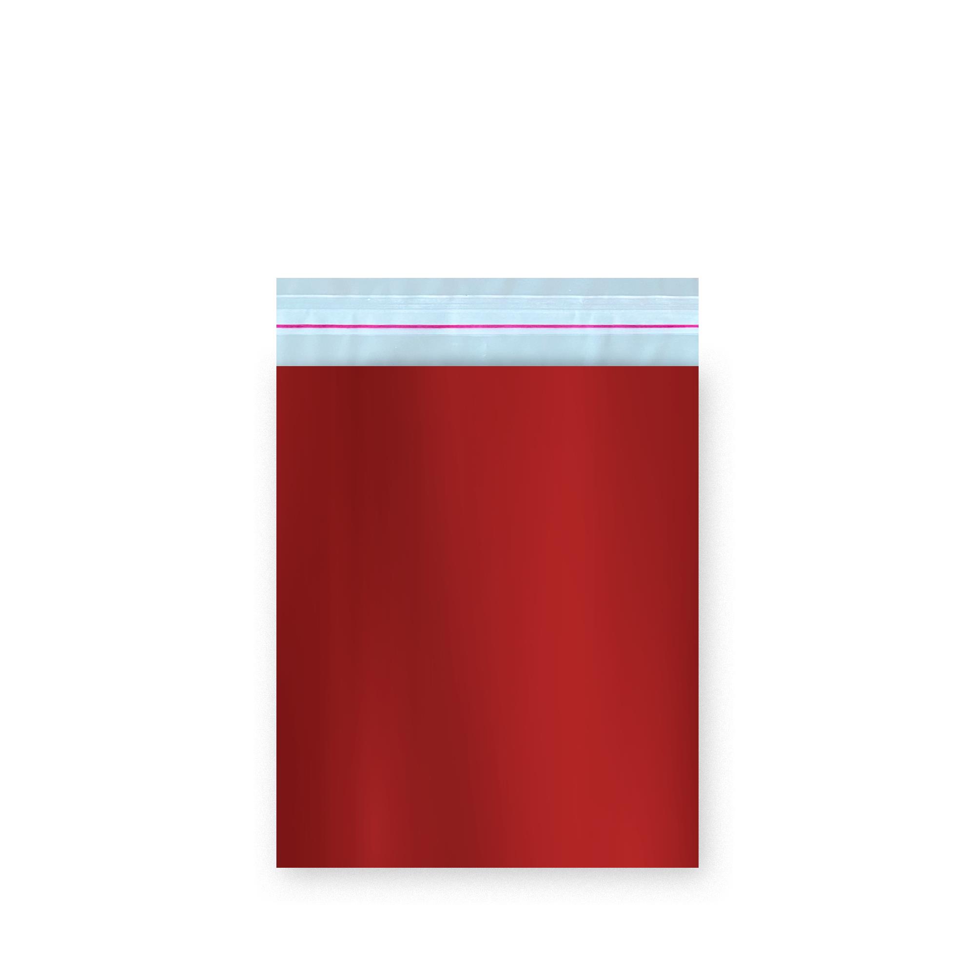Bantlı Metalize Lüks Hediye Paketi Kırmızı 12x17 cm - 50 Adet