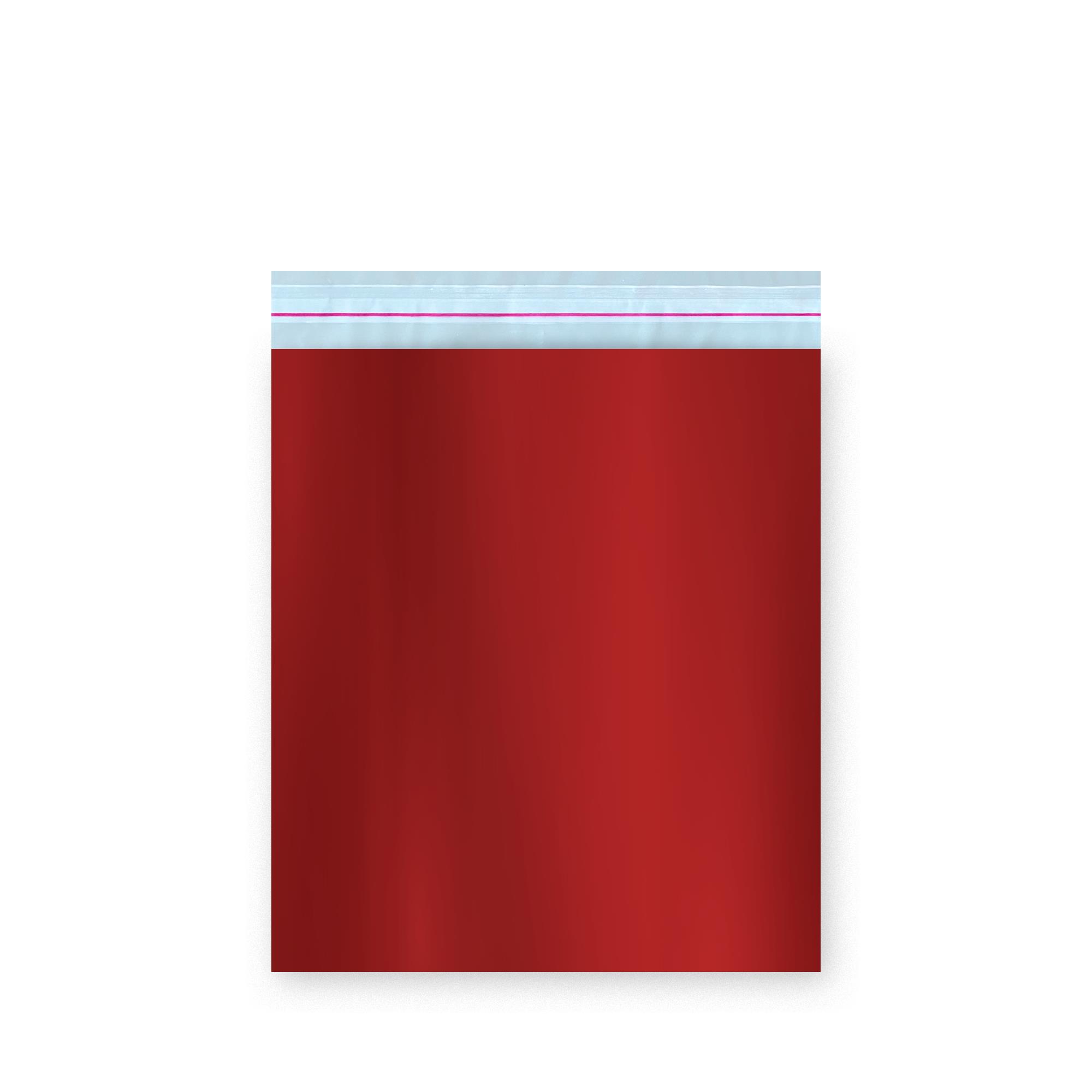 Bantlı Metalize Lüks Hediye Paketi Kırmızı 17x25 cm - 50 Adet