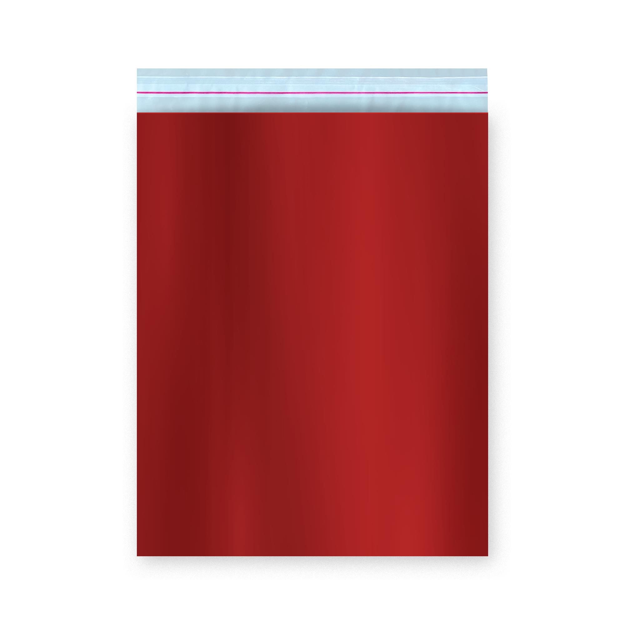 Bantlı Metalize Lüks Hediye Paketi Kırmızı 35x50 cm - 50 Adet