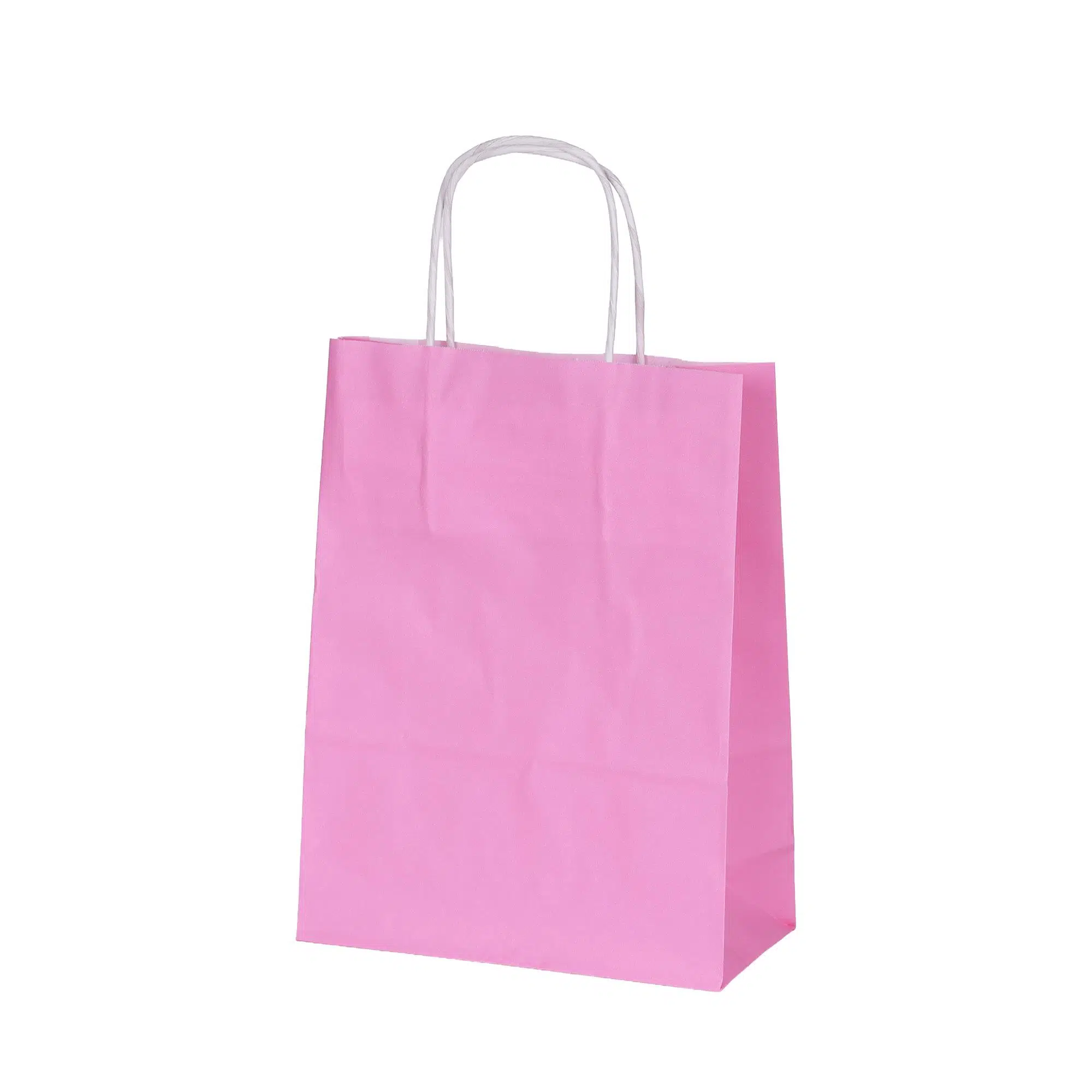 Burgu Saplı Pembe Kağıt Çanta 18x8x24 cm - 25 Adet