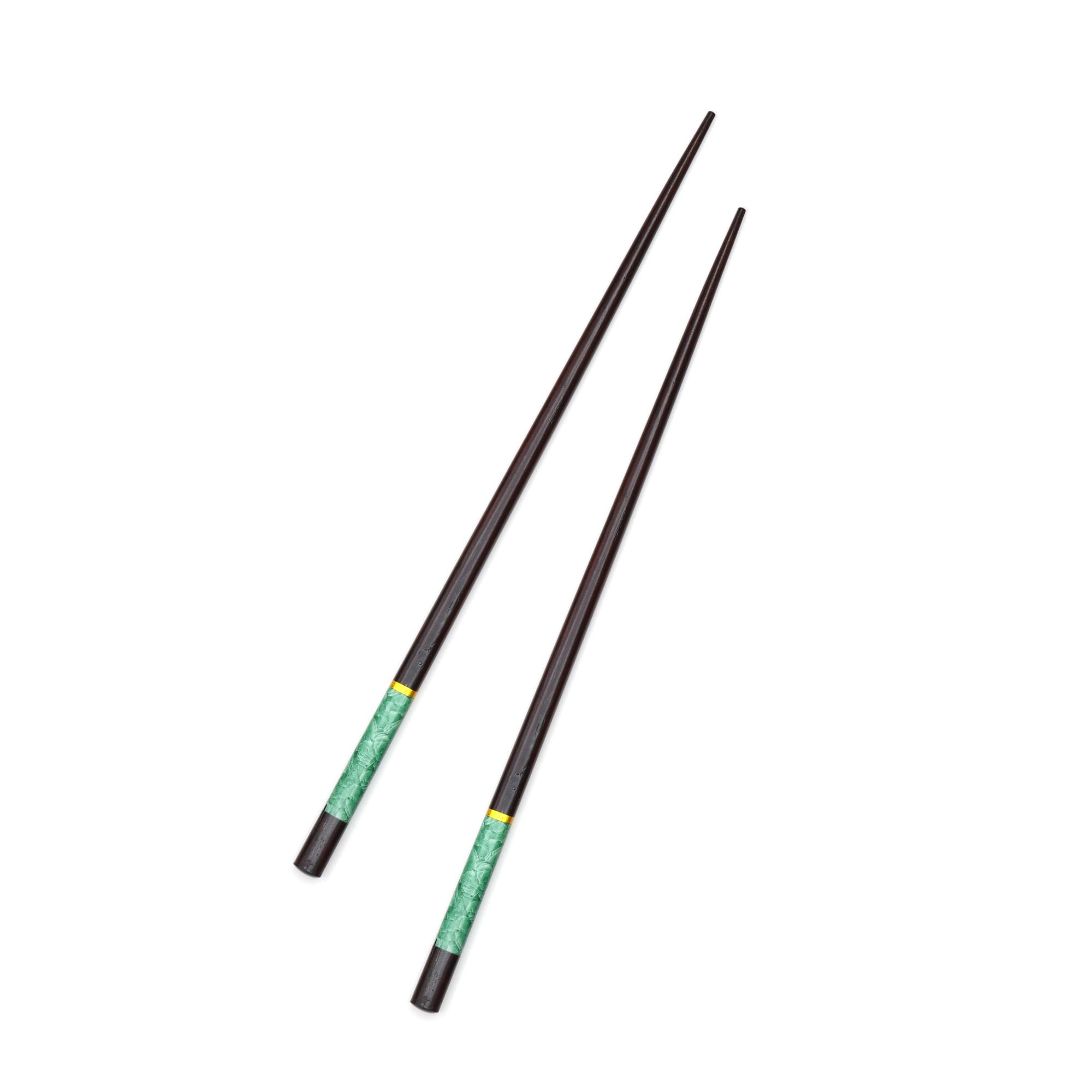 Çok Kullanımlık Bambu Çin Çubuğu (Chopsticks) Siyah-Yeşil Desenli 23 cm - 2 Adet
