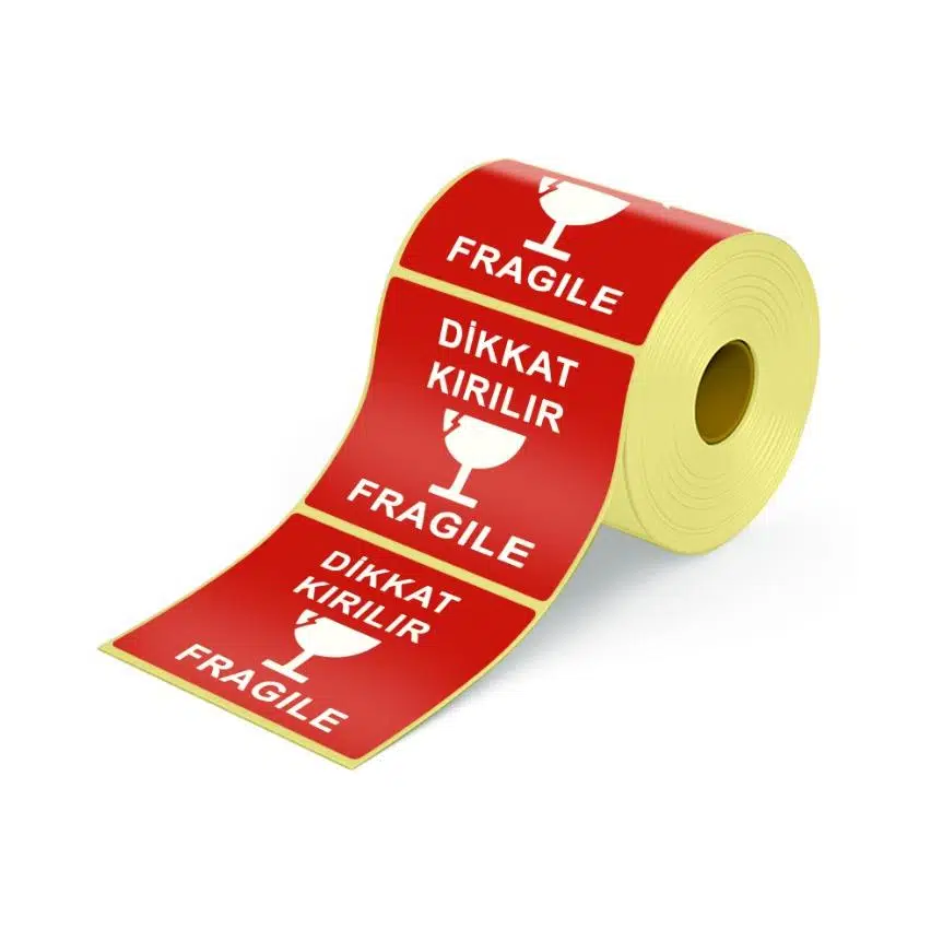 Dikkat Kırılır Etiketi 10x10 - 500 Etiket