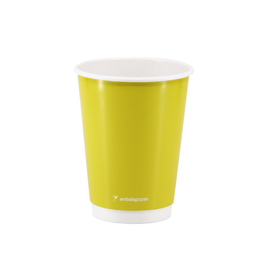 Double Wall Sarı Karton Bardak 14 oz - 25 Adet