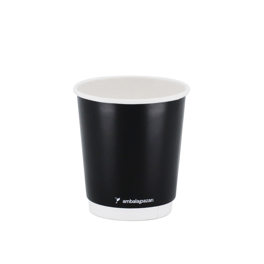 Double Wall Siyah Karton Bardak 8 oz - 30 Adet