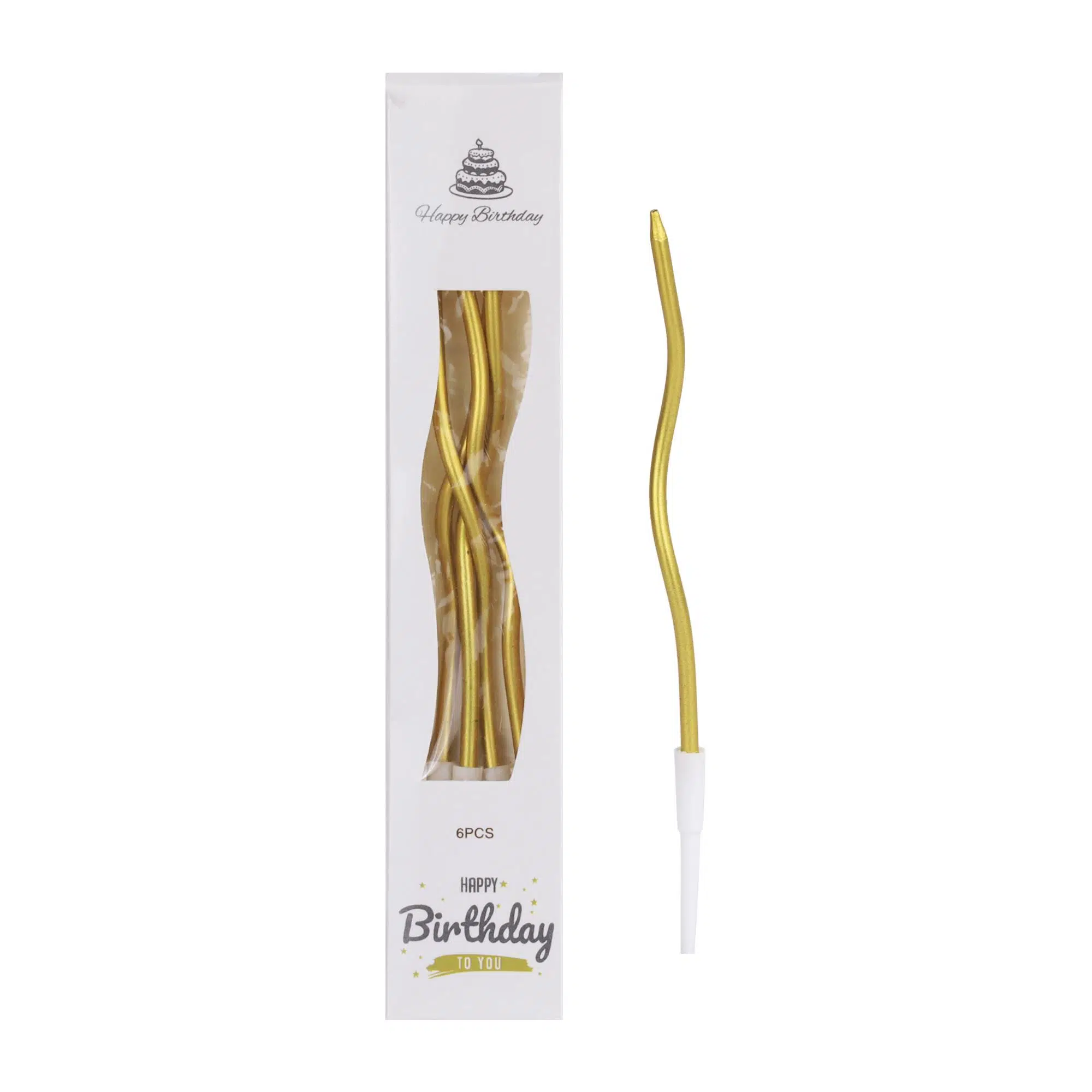 Gold Kıvrımlı Pasta Mumu 10 cm - 6 Adet