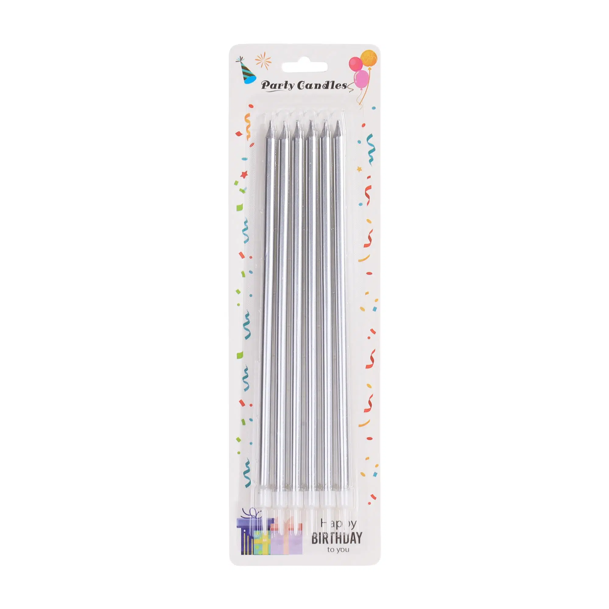 Gümüş Pasta Mumu 18 cm - 6 Adet