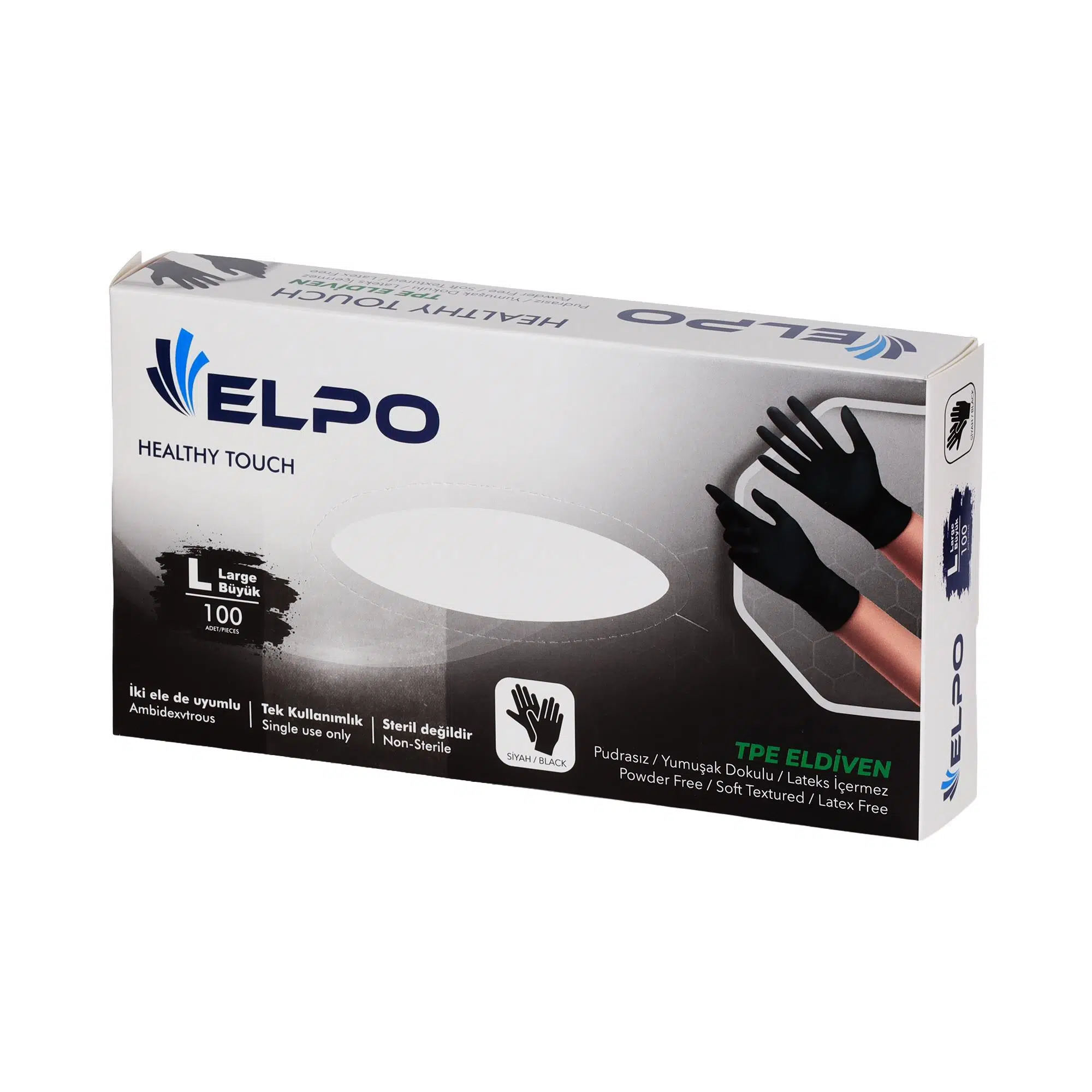 Hibrit Siyah Eldiven Büyük (L) - 100 Adet
