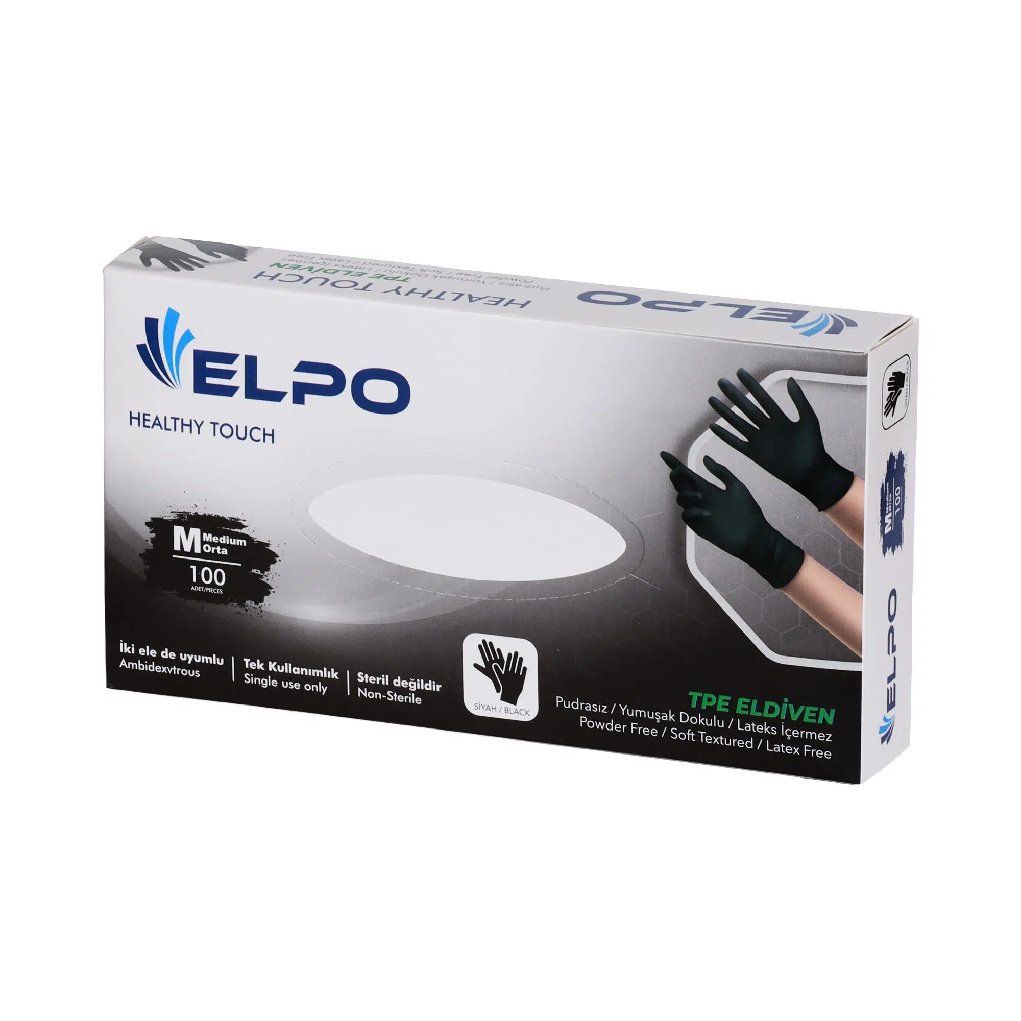 Hibrit Siyah Eldiven Orta (M) - 100 Adet
