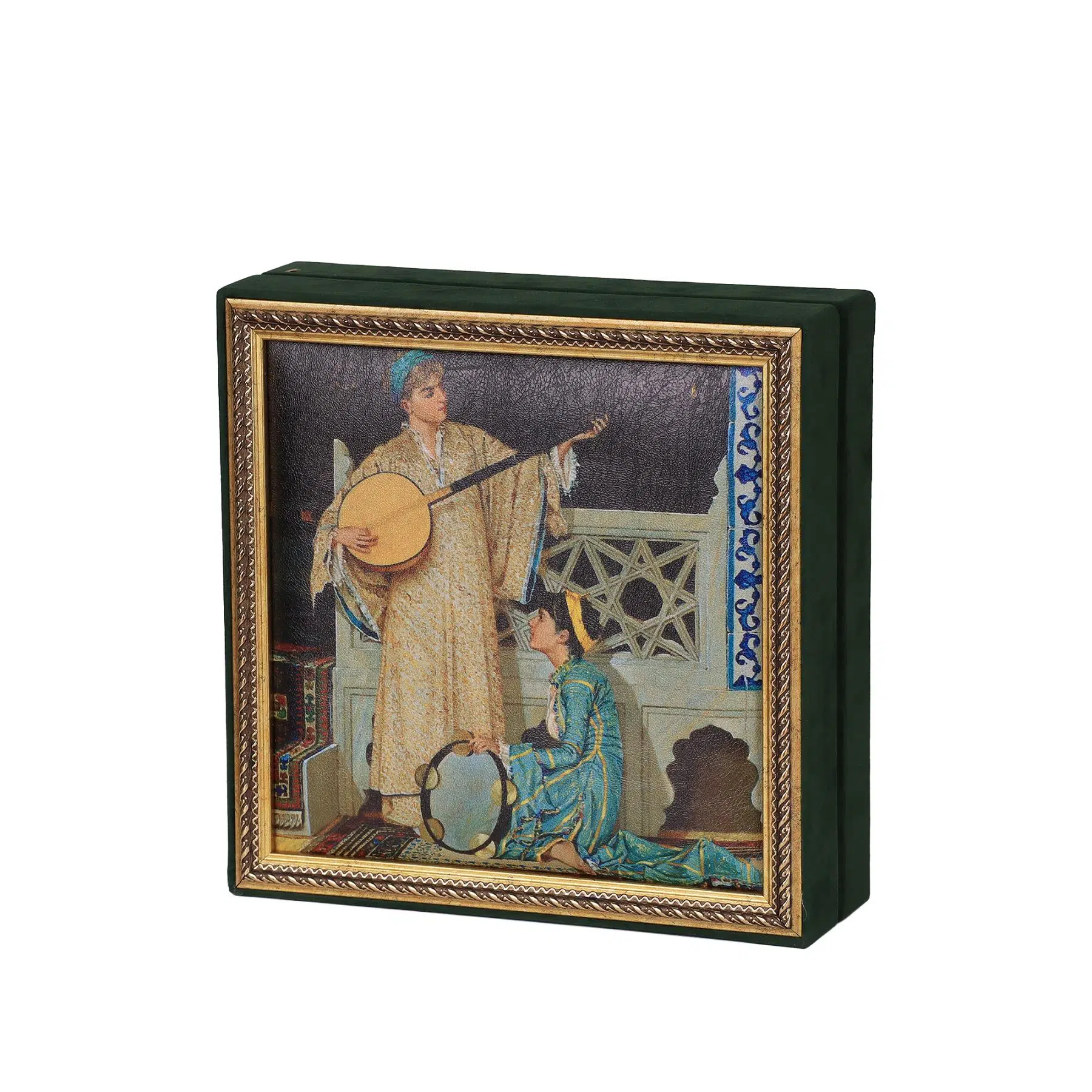 İki Müzisyen Kız Tablo Çikolata Kutusu Takımı 25 Bölmeli 25x25 cm