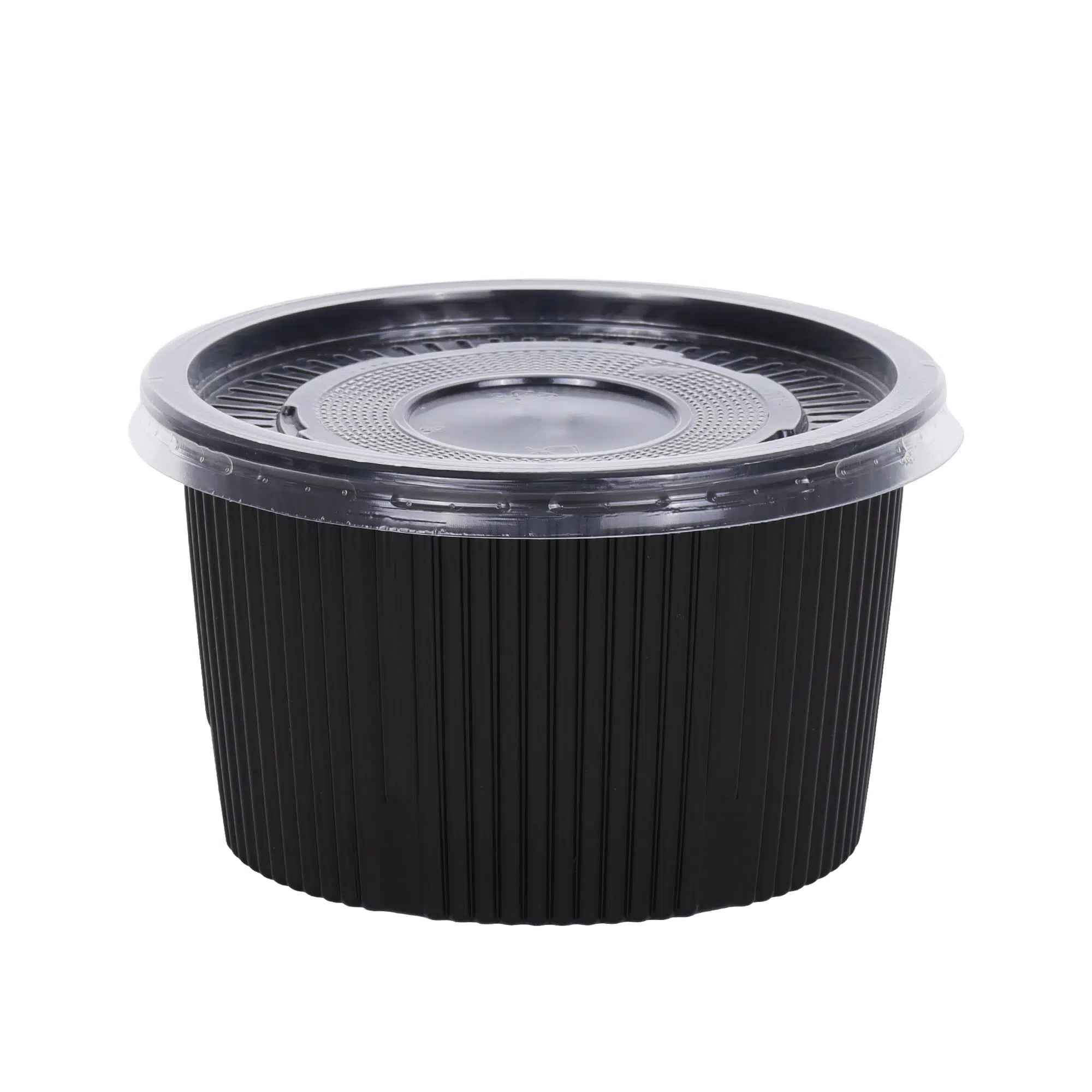 Kapaklı Siyah Plastik Çorba Kasesi 16 oz - 25 Adet