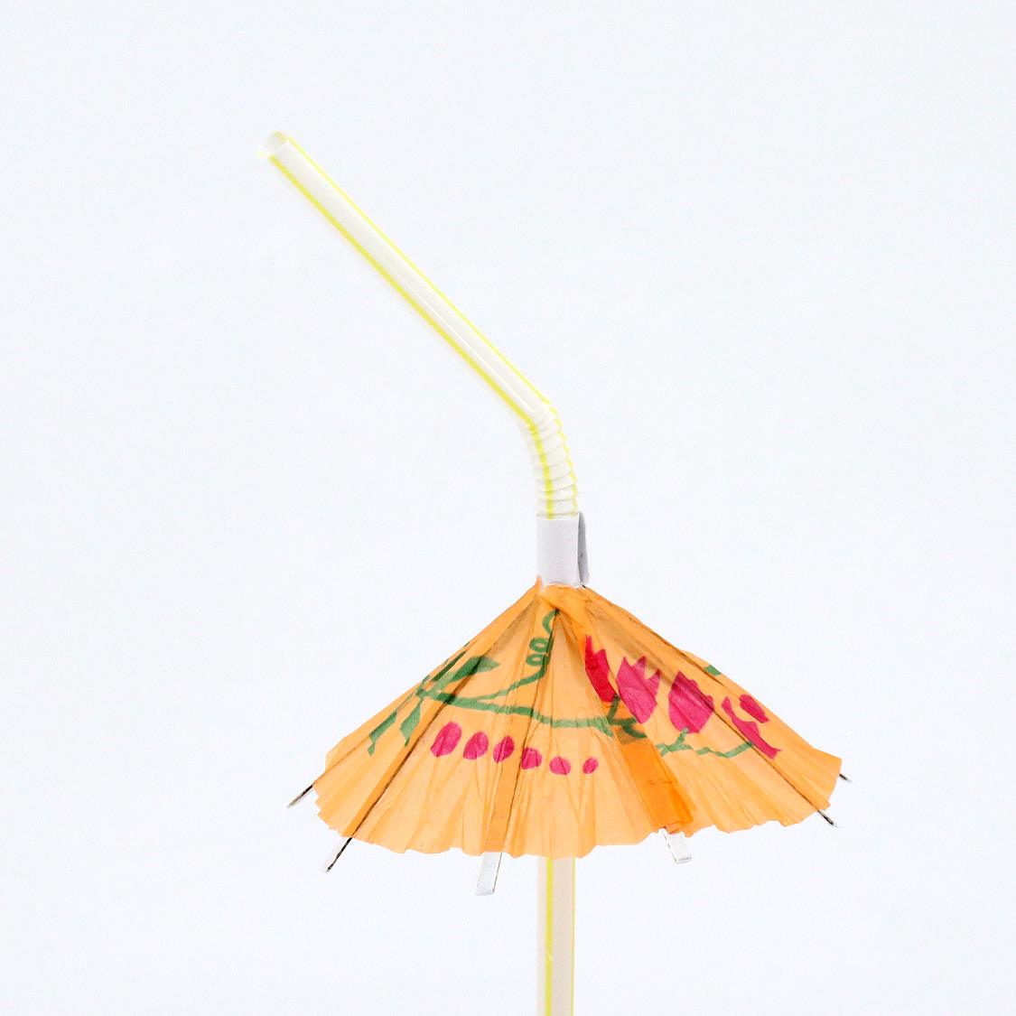 Körüklü Plastik Şemsiye Pipet - 50 Adet