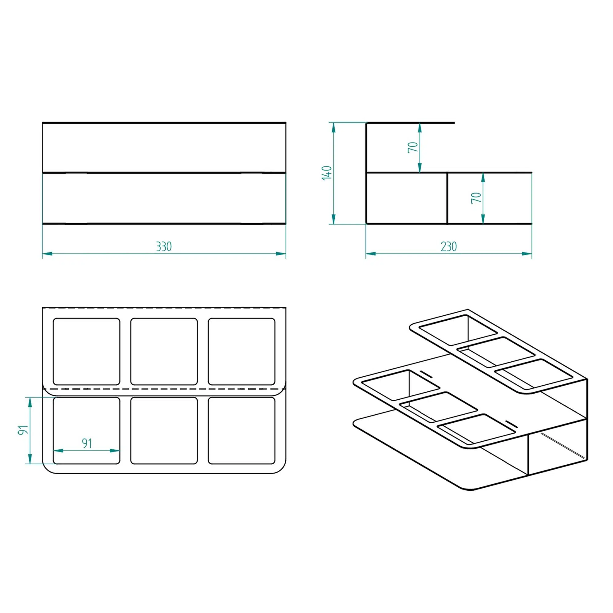 Metal 2 Katlı 6 Bölmeli Şurup Standı