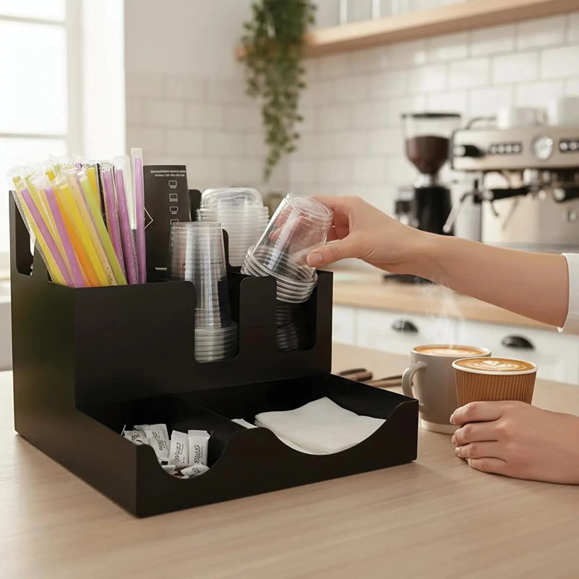 Metal 8 Bölmeli Bardak ve Kapak Standı Metal 8 Bölmeli Bardak ve Kapak Standı