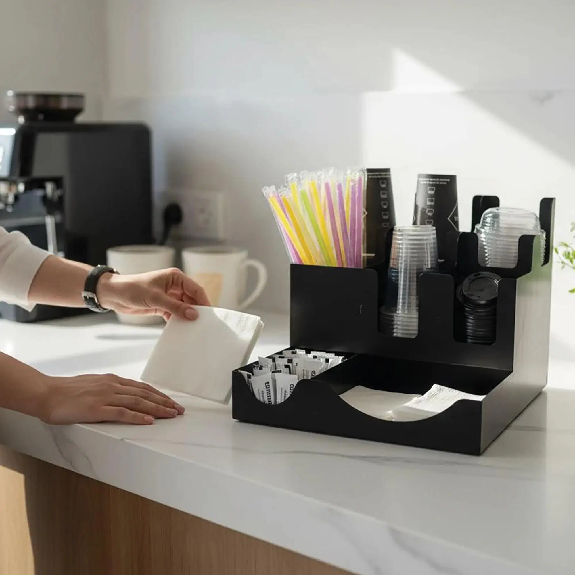 Metal 8 Bölmeli Bardak ve Kapak Standı Metal 8 Bölmeli Bardak ve Kapak Standı