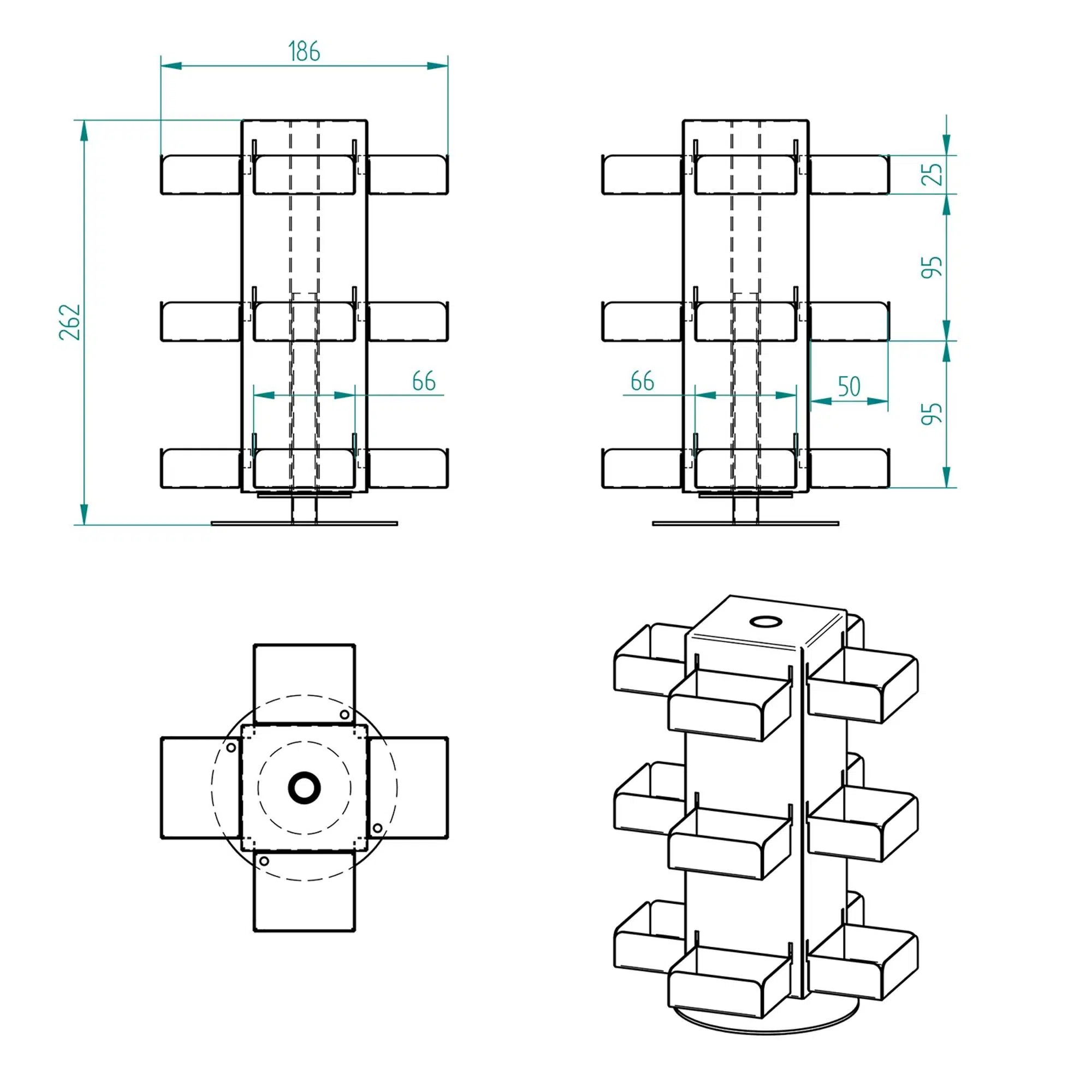 Metal Döner 12 Bölmeli Poşet Çay Standı Metal Döner 12 Bölmeli Poşet Çay Standı