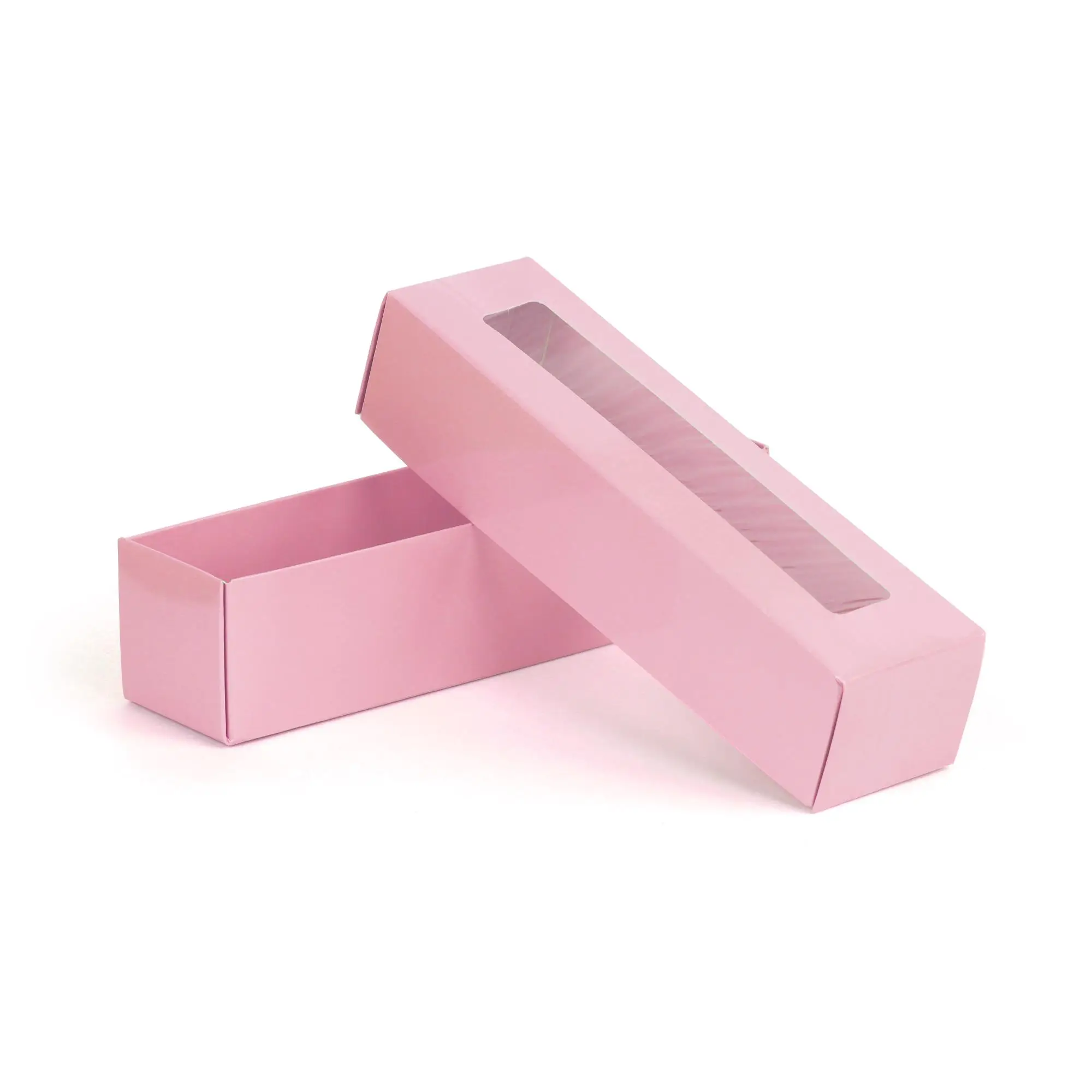 Montajsız Kapaklı Makaron Kutusu Pembe 5x20x5 cm - 100 Adet