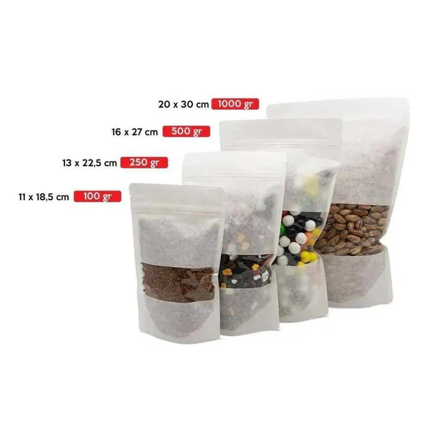 Pencereli Beyaz Doypack 16x27 cm - 100 Adet