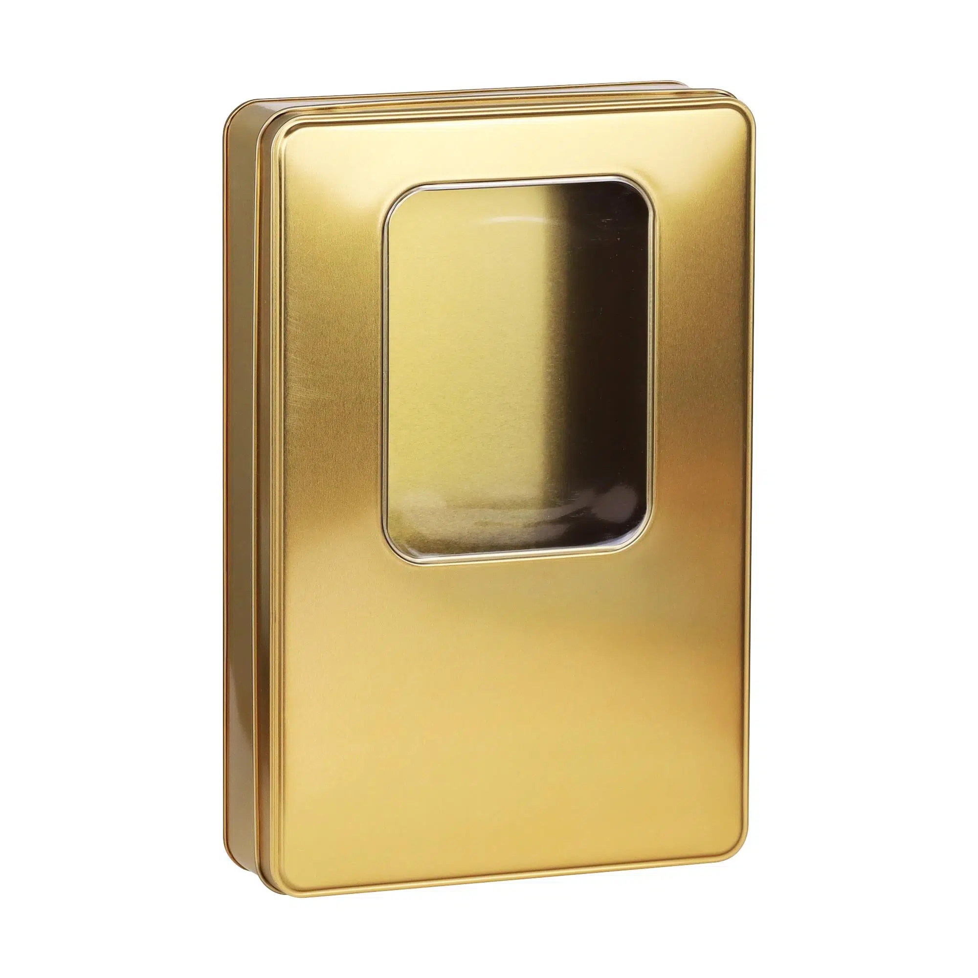 Pencereli Gold Metal Kutu 26,5x17,5x4,5 cm