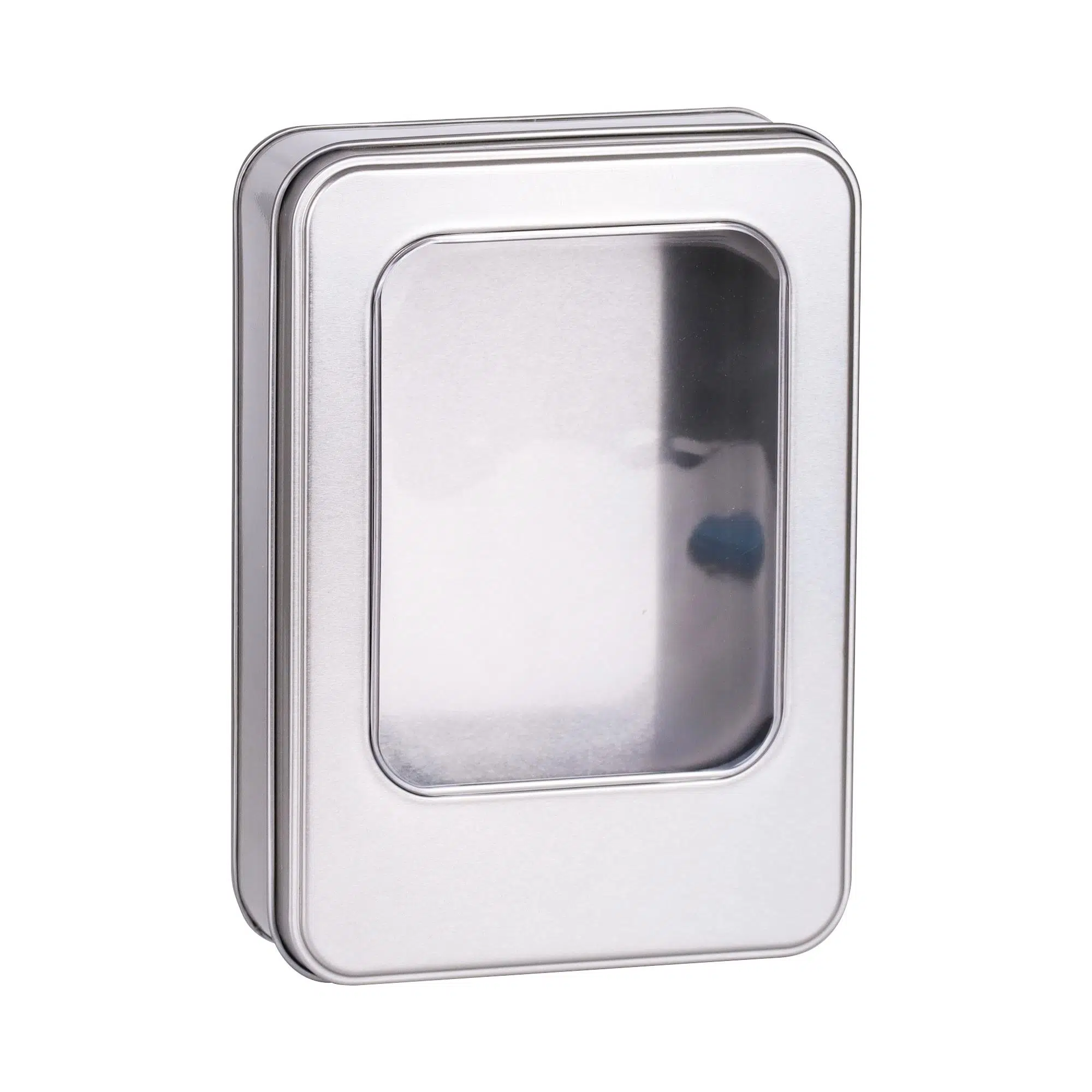 Pencereli Gümüş Metal Kutu 19x13,5x4,5 cm