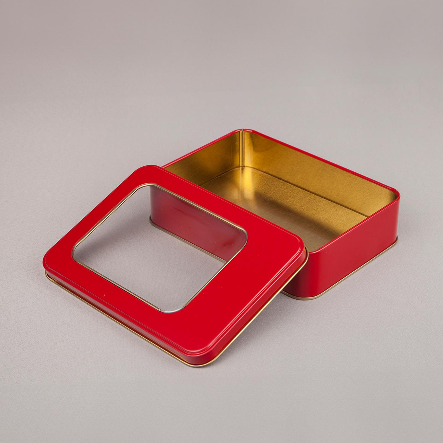 Pencereli Kırmızı Metal Kutu 19x13,5x4,5 cm