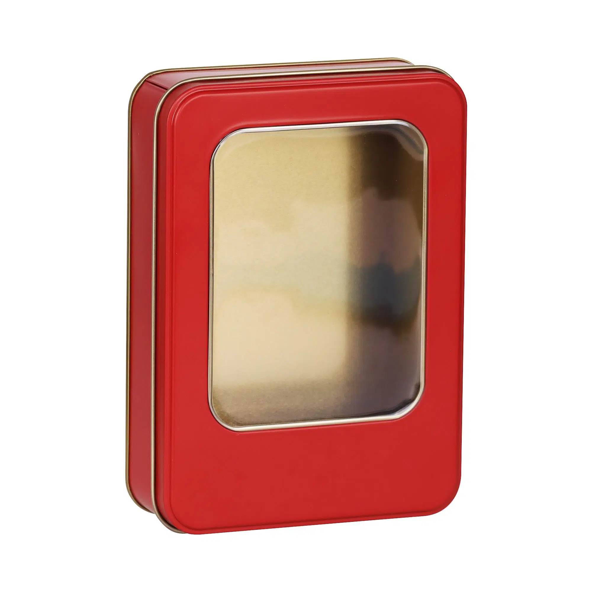 Pencereli Kırmızı Metal Kutu 19x13,5x4,5 cm