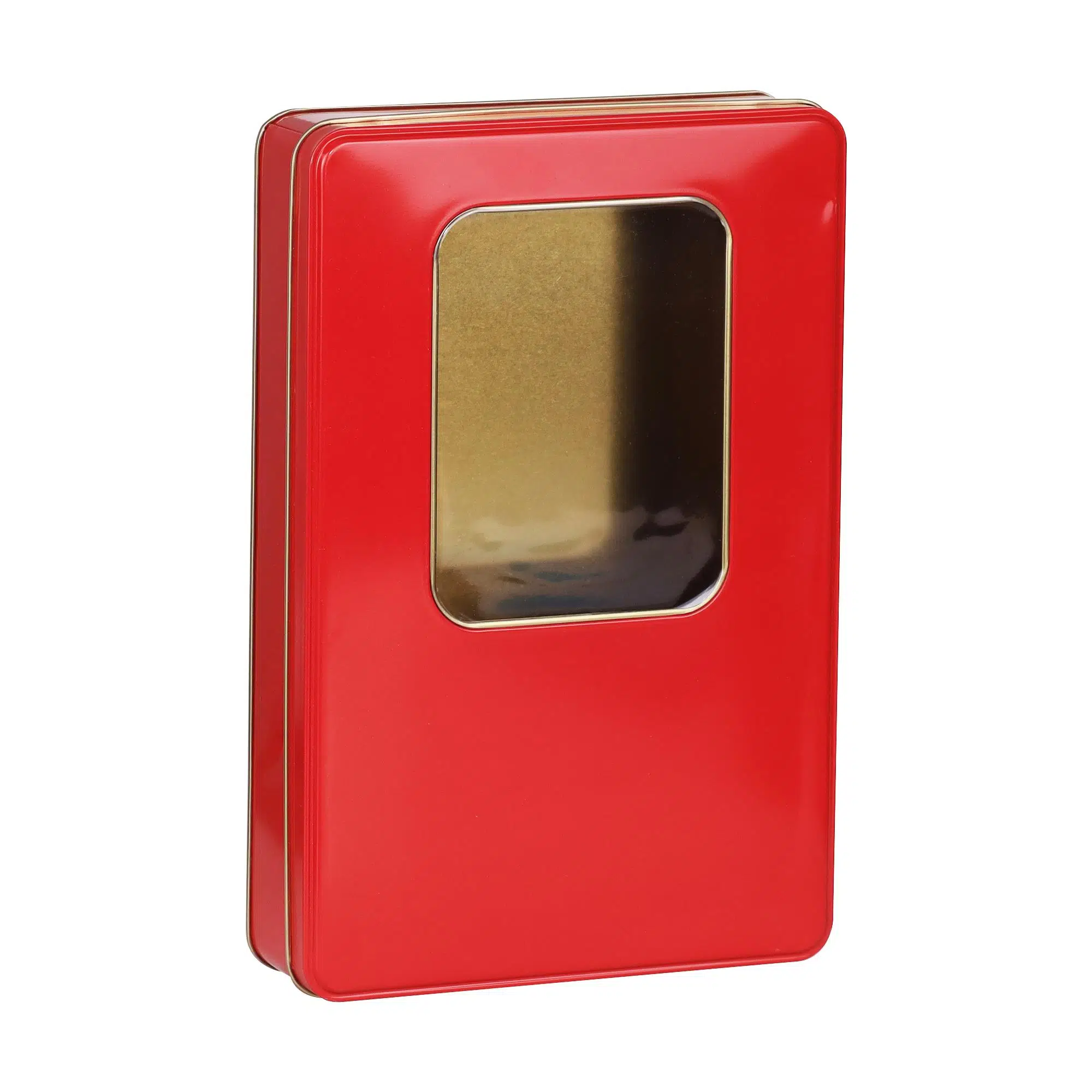 Pencereli Kırmızı Metal Kutu 26,5x17,5x4,5 cm