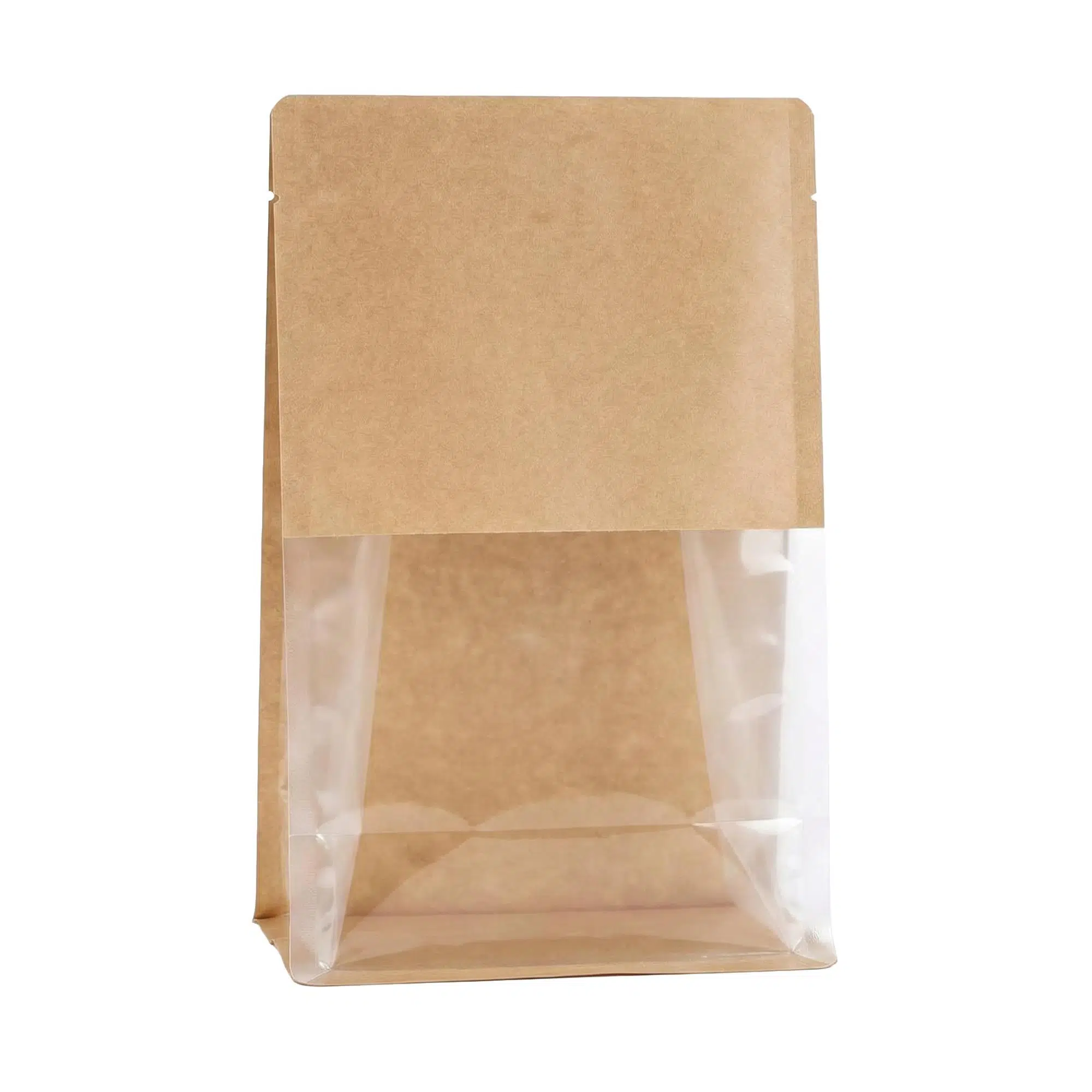 Pencereli Kraft Flat Bottom Doypack (Kilitsiz) 16x27 cm - 100 Adet