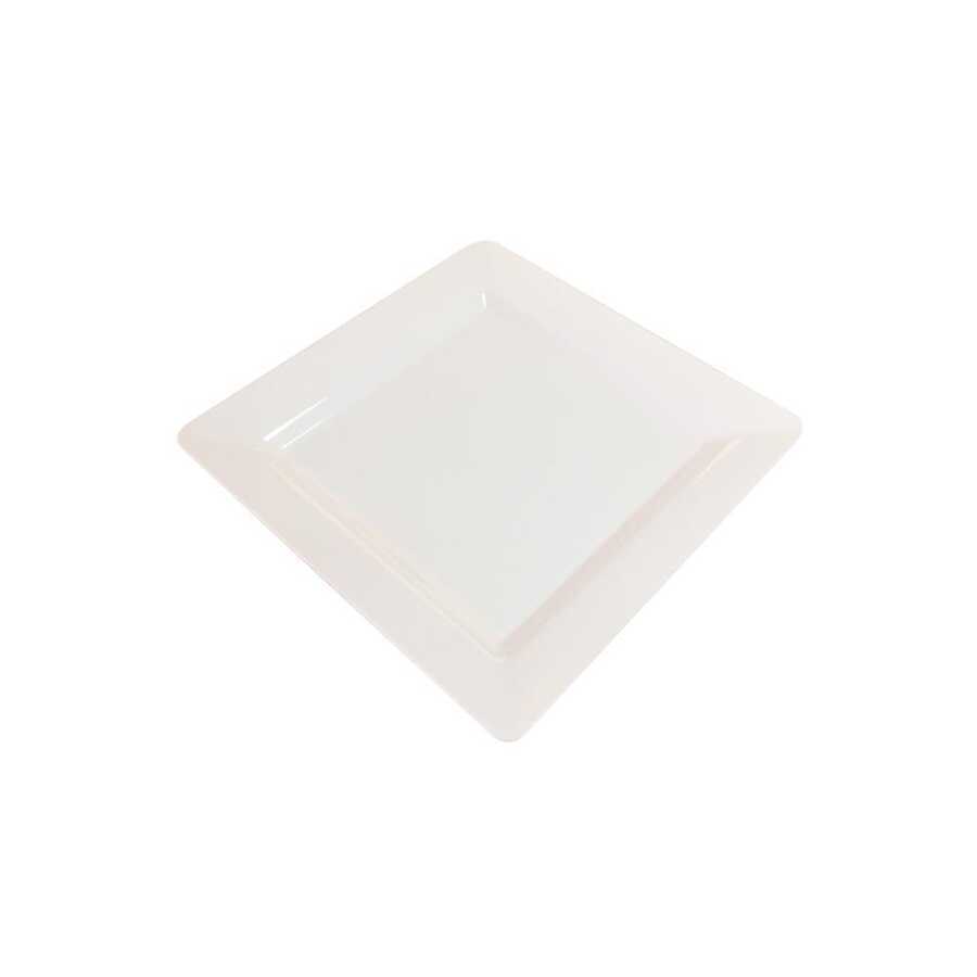 Plastik Kare Tabak Beyaz 18 cm - 10 Adet
