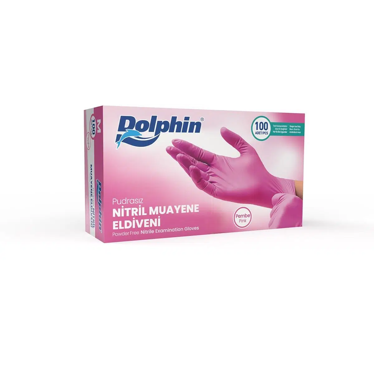 Pudrasız Pembe Nitril Eldiven Orta (M) - 100 Adet