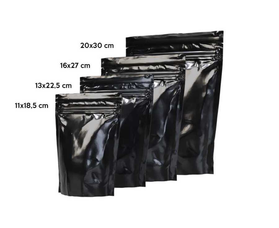 Siyah Alüminyum Doypack 16x27 cm - 100 Adet